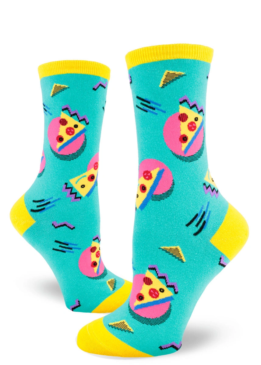 Rad 80s Pizza Party Vibes: Women's Retro Crew Tee!